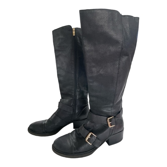 BCBGeneration tall black boots with gold buckles size 11B - Picture 1 of 11